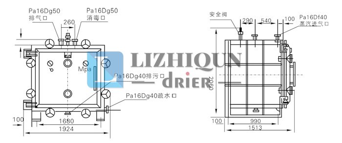 方形静态真空干燥机结构示意图