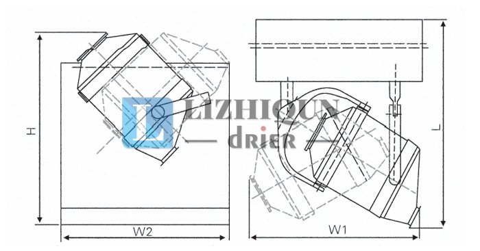 三维运动混合机结构示意图